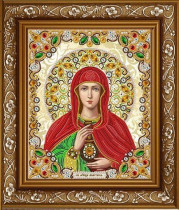 Рисунок на ткани для вышивки бисером ЖК-4010 Святая Анастасия в кристаллах и жемчуге 20х24см